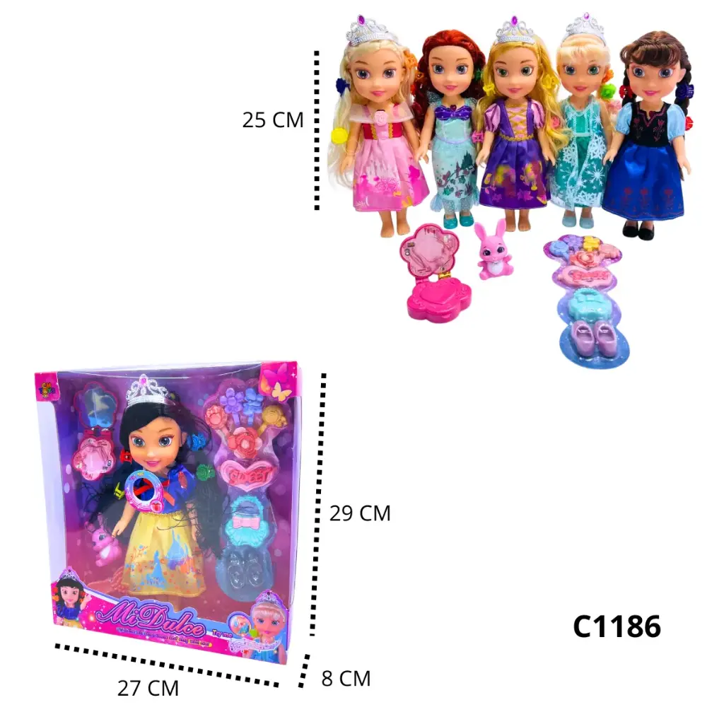 PRINCESAS CON ACCESORIOS MEDIANA CUATRO MODELOS C1186