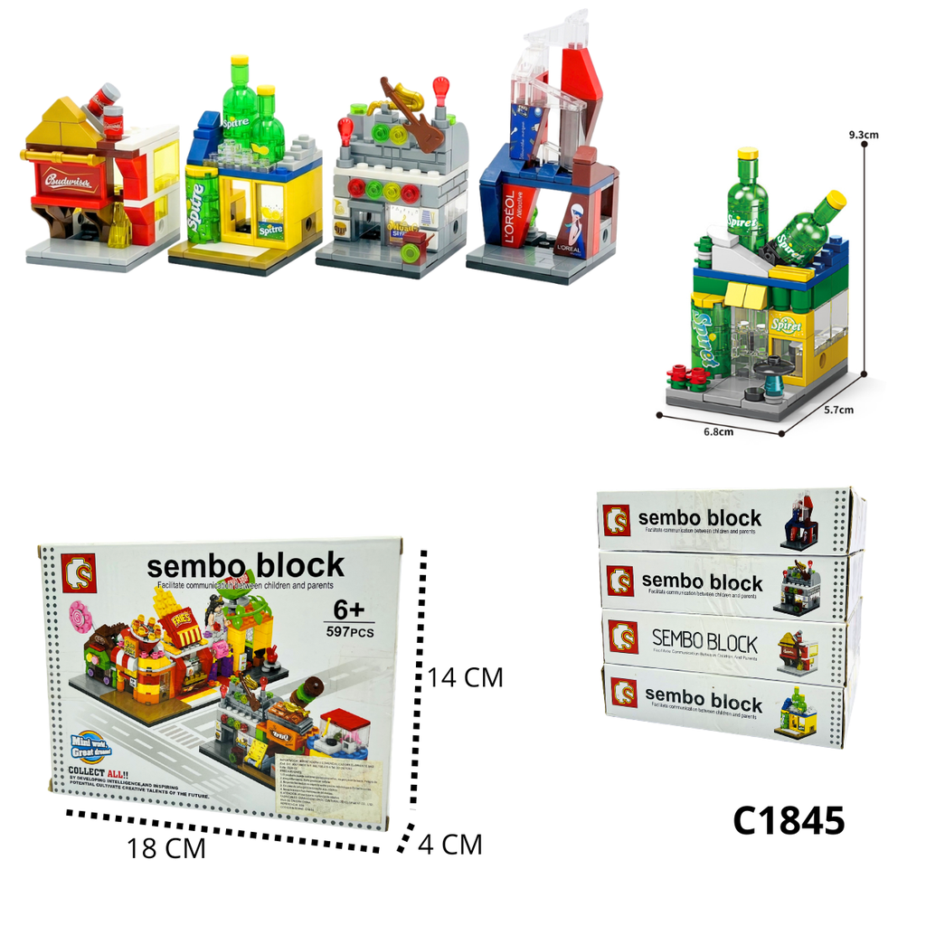 FICHAS DE ARMAR SEMBO TIENDAS MED 3 MODELOS C1845