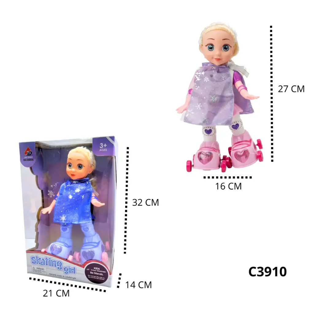 MUNECA PATINADORA CON CAPA C3910