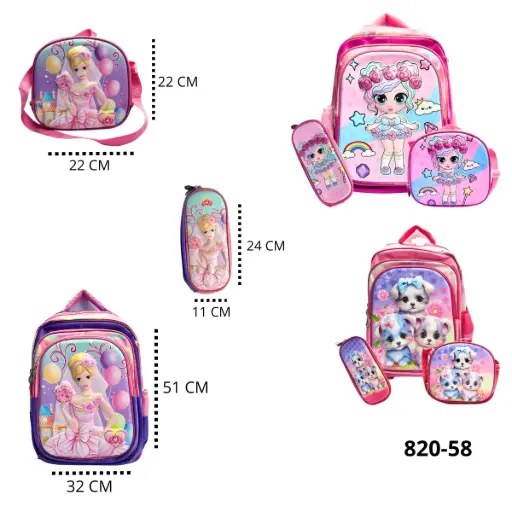 820-58 TRIO CARTUCHERA MORRAL Y LONCEHRA NIÑA 820-58