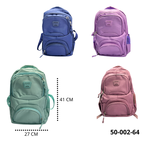 50-002-64 BOLSO ESCOLAR COLOR LILA VERDE ROSA AZUL 50-002-64