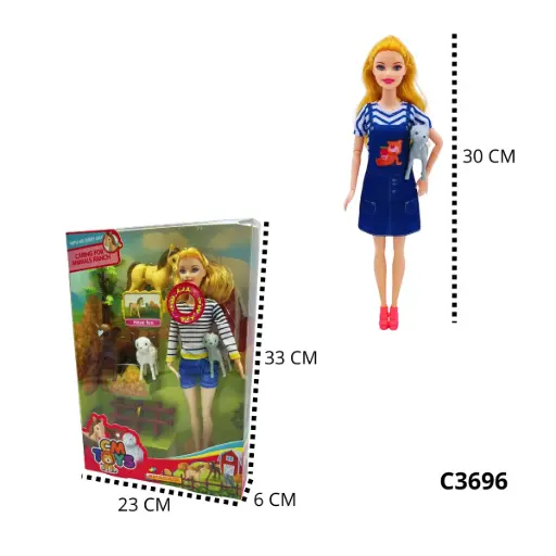 C3696 MUÑECA CON MASCOTAS Y ACCESORIOS C3696