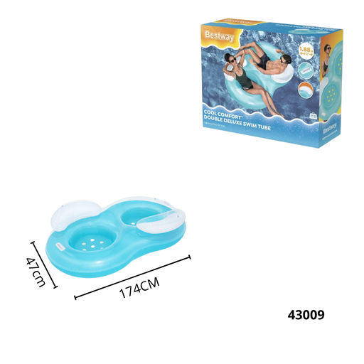 43009 Flotador Bestway Doble Anillo, 188 x 117 cm 43009