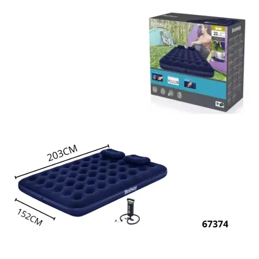 67374 COLCHON INFLABLE DOBLE+ALMOHADAS BESTWAY 2.03mx1.52mx22cm 67374