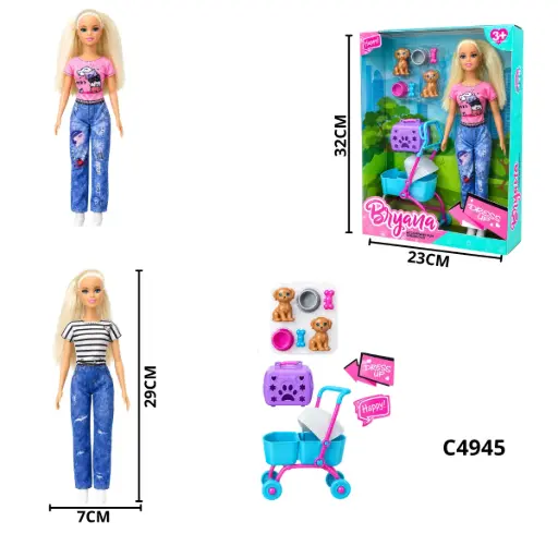 C4945 MUÑECA CON MASCOTA Y COCHE C4945