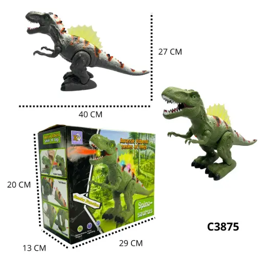 C3875 DINOSAURIO CAMINA CON HUMO LUZ Y SONIDO C3875