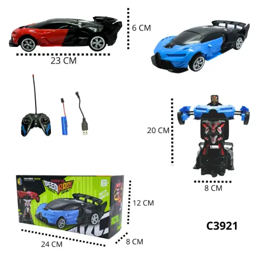 CARRO TRANSFORMER A CONTROL REMOTO RECARGABLES C3921