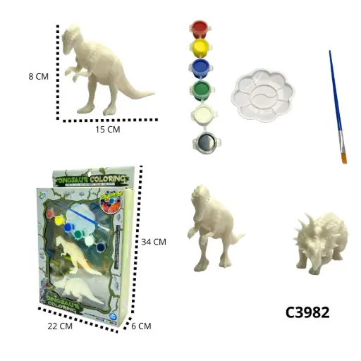 DIY painted dinosaurs in flat pk C3982